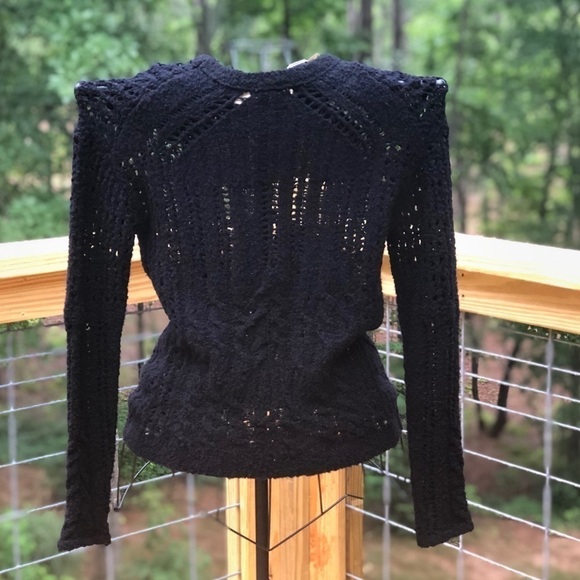 Neiman Marcus Inhabit Wool Blend Open Stitch Sweater SP Wednesday Addams Goth - Picture 5 of 5